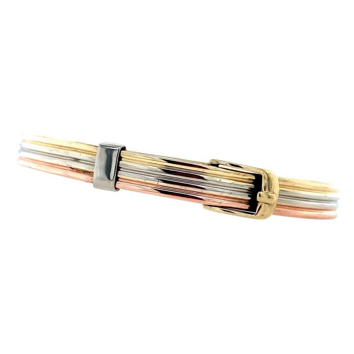 Tricolour vintage gouden bangle 14 krt, Sieraden, Tassen en Uiterlijk, Armbanden, Nieuw, Ophalen of Verzenden