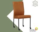 Leren eetkamerstoel Comfort met wieltjes - Rancho Cognac, Huis en Inrichting, Stoelen, Bruin, Nieuw, Leer, Ophalen of Verzenden