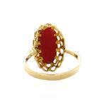 Gouden ring met bloedkoraal 14 krt