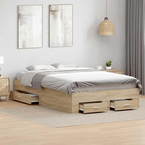 vidaXL Bedframe Bruin 140 x 200 cm Bewerkt hout, Huis en Inrichting, Slaapkamer | Bedden, Bruin, Nieuw, Hout, Verzenden
