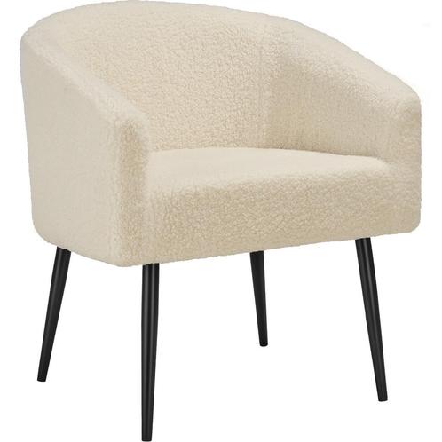 Fauteuil Mysig beige, dikke bekleding met bouclé-stof - crèm, Huis en Inrichting, Stoelen, Verzenden