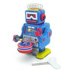 Classic Vintage Clockwork Wind Up Drum Playing Robot Remi...