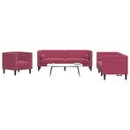 vidaXL 3-delige Loungeset Chesterfield met bolsters fluweel, Huis en Inrichting, Verzenden, Nieuw, Vierpersoons of meer, Stof