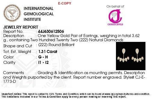 Oorbellen - 14 karaat Geel goud - 1.31ct. tw. Diamant, Sieraden, Tassen en Uiterlijk, Oorbellen