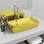 vidaXL Wastafel 71x38x13,5 cm keramiek goudkleurig, Verzenden, Nieuw