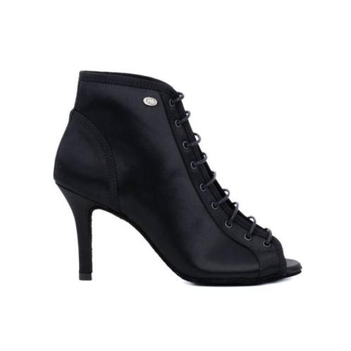 PD815 Zwarte Satijn Dames Dansschoenen met Peeptoe - Enkella, Sport en Fitness, Ballet, Verzenden