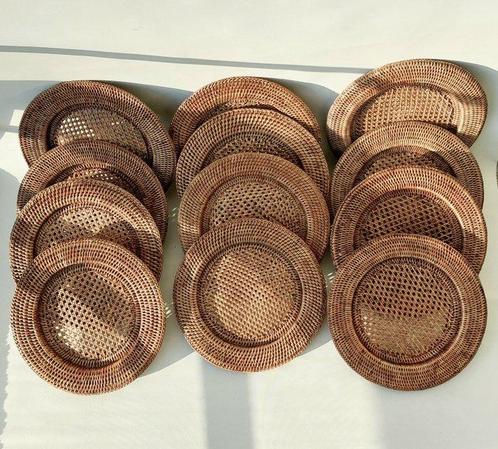 Onderbord - Rattan - Twaalf grote rattan/rotan onderborden, Antiek en Kunst, Curiosa en Brocante