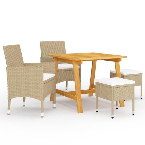 vidaXL 5-delige Tuinset beige, Tuin en Terras, Tuinsets en Loungesets, Tuinset, Nieuw, 4 zitplaatsen, Rotan, Verzenden