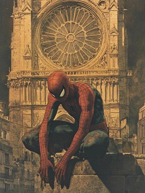 Marcus Petiot (1969) - Spiderman in París- XXL - NO Reserve, Antiek en Kunst, Kunst | Schilderijen | Modern