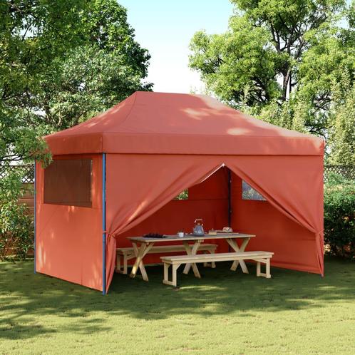 Partytent inklapbaar pop-up met 4 zijwanden terracottakle..., Tuin en Terras, Partytenten, Partytent, Nieuw, 2 meter of meer, Verzenden