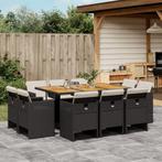 vidaXL 11-delige Tuinset met kussens poly rattan zwart, Tuin en Terras, Meer dan 8 zitplaatsen, Nieuw, Tuinset, Verzenden