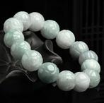 Grote armband met gegraveerde parels in jadeiet, onbewerkt -