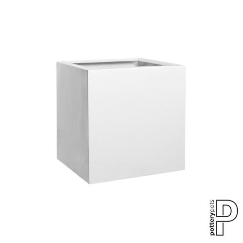 Plantenbak Block - Glanzend wit (L)40 x (B)40 x (H)40 cm - (, Tuin en Terras, Planten | Tuinplanten, Ophalen of Verzenden