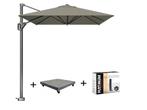 Voyager T1 zweefparasol 300x200 cm taupe met 75 KG voet en, Tuin en Terras, Ophalen of Verzenden, Nieuw