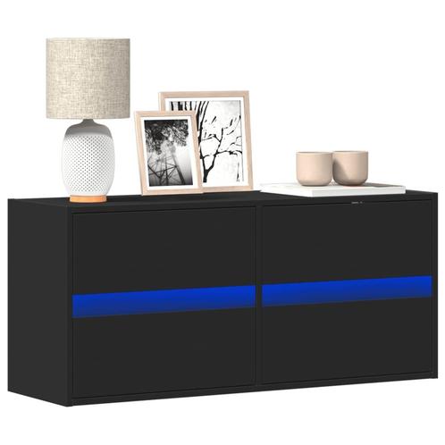 vidaXL Tv-wandmeubel met LED-verlichting 100x31x45 cm zwart, Huis en Inrichting, Kasten | Televisiemeubels, Nieuw, Overige houtsoorten