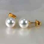 Oorbellen - 18 karaat Geel goud Parel - Akoya Rd Ø 7,5x8 mm, Nieuw