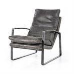 Fauteuil Lex - antraciet vintage leer, Huis en Inrichting, Fauteuils, Ophalen of Verzenden, Nieuw