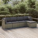 vidaXL 5-delige Loungeset met kussens poly rattan grijs, Tuin en Terras, Verzenden, Nieuw, Rotan, Loungeset