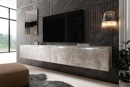 TV-Meubel Dixon betonlook - 180 cm - tv kast - Led, Huis en Inrichting, Kasten | Televisiemeubels, 150 tot 200 cm, 25 tot 50 cm