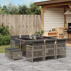 vidaXL 11-delige Tuinset met kussens poly rattan grijs, Tuin en Terras, Meer dan 8 zitplaatsen, Nieuw, Tuinset, Verzenden