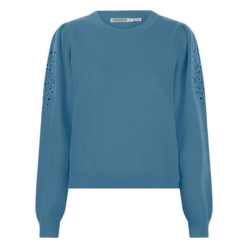 -30% Esqualo  Esqualo Sweater f23-07519 embroidery petrol  m, Kleding | Dames, Truien en Vesten, Blauw, Nieuw, Verzenden