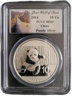 Chinese Panda 1 oz 2014 PCGS MS69, Postzegels en Munten, Munten | Azië, Oost-Azië, Zilver, Losse munt, Verzenden