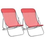 Strandstoelen - Rood, Textileen, 2 st | Retourdeal 60%!, Tuin en Terras, Ophalen of Verzenden, Nieuw, Textileen