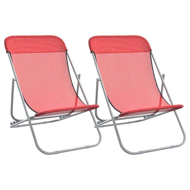 Strandstoelen - Rood, Textileen, 2 st | Retourdeal 60%!, Tuin en Terras, Tuinstoelen, Nieuw, Textileen, Ophalen of Verzenden