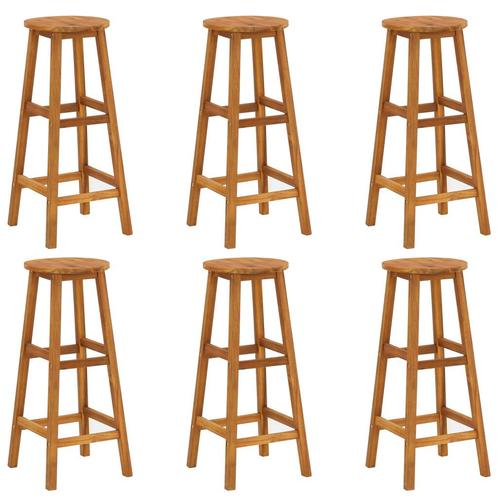 vidaXL Barkrukken 6 st massief acaciahout, Tuin en Terras, Tuinstoelen, Nieuw, Hout, Verzenden