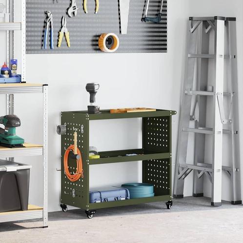 vidaXL Gereedschapswagen Olijfgroen 75 x 35 x 73 cm, Doe-het-zelf en Verbouw, Gereedschapskisten, Nieuw, Verzenden