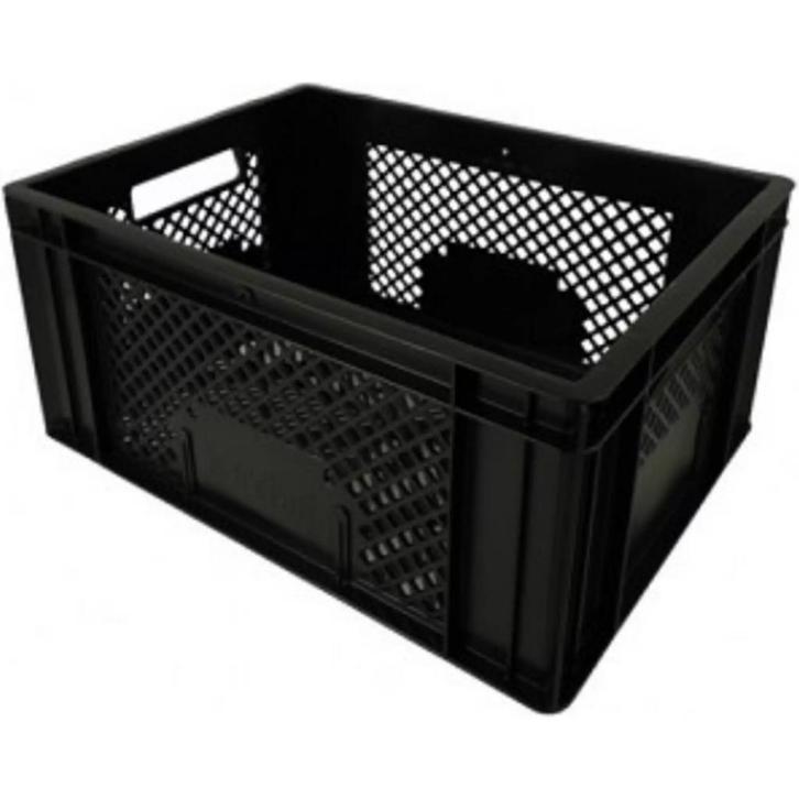 VDW Zwarte kunststof krat - 18L - Compact en stevig - Ges..., Fietsen en Brommers, Fietsaccessoires | Fietsmanden, Nieuw, Ophalen of Verzenden