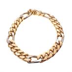 Massief bicolor gouden Figaro schakel armband; Erinç | 21 c, Sieraden, Tassen en Uiterlijk, Armbanden, Ophalen of Verzenden, Gebruikt