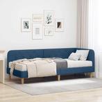 vidaXL Hoekbedframe met matras met hoofdeinde Blauw 80 x 200, Verzenden, Nieuw, Blauw, Stof