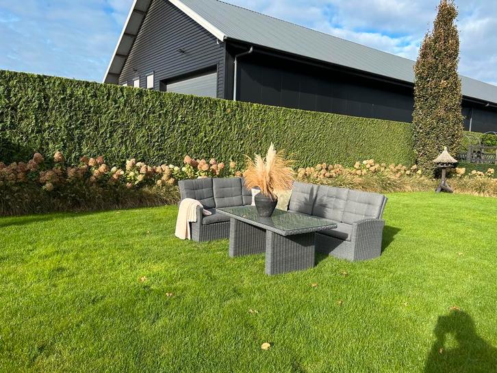 Deze stijlvolle en degelijke dining set van het hardman, Tuin en Terras, Tuinsets en Loungesets, Bank, Eettafel, 8 zitplaatsen