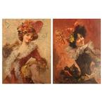 Francisco Miralles (1848-1901) - Twee feestende dames, Antiek en Kunst