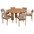 Corsica Levi dining tuinset 7 delig 160 cm rond teak 4, Tuin en Terras, Ophalen of Verzenden, Nieuw, Teakhout