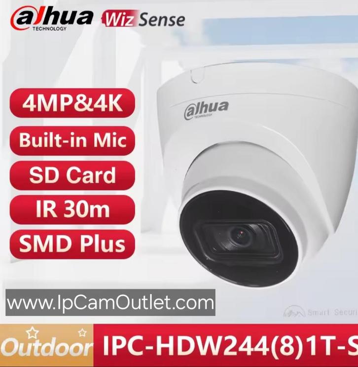 Dahua PRO 4K 4MP bewakingscamera WizSense en 30m Nachtzicht, Audio, Tv en Foto, Videobewaking, Nieuw, Buitencamera, Ophalen of Verzenden