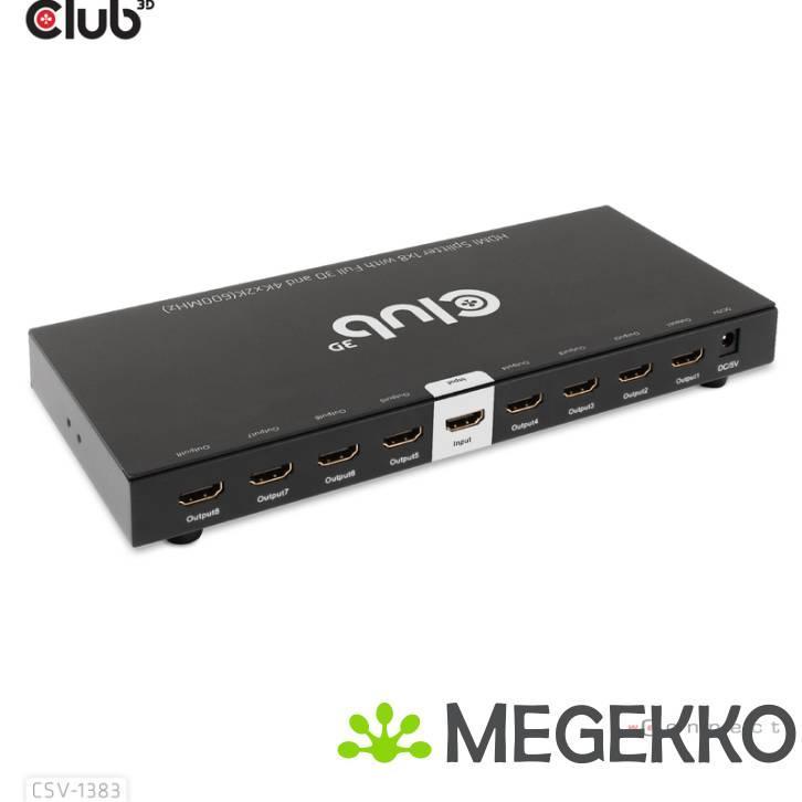 CLUB3D 1 to 8 HDMI Splitter Full 3D and 4K60Hz(600MHz), Computers en Software, Netwerk switches, Nieuw, Verzenden