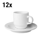 (6 stuks) Koffiekopjes + schoteltjes Mammoet - 14 cl - Wit