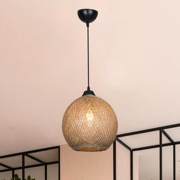 [lux.pro] Hanglamp Lisburn E27 zwart en jute, Huis en Inrichting, Lampen | Hanglampen, Verzenden