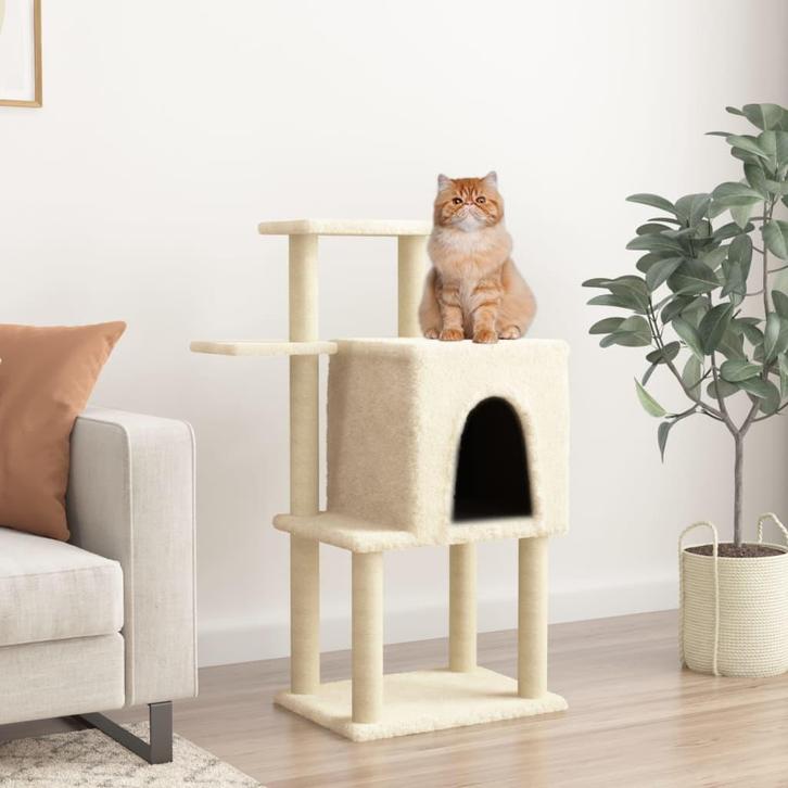 vidaXL Kattenmeubel met sisal krabpalen 97 cm crèmekleurig, Dieren en Toebehoren, Katten-accessoires, Nieuw, Verzenden