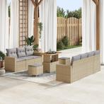 vidaXL 10-delige lounge set met kussens in beige van poly, Tuin en Terras, Verzenden, Nieuw, Rotan, Loungeset