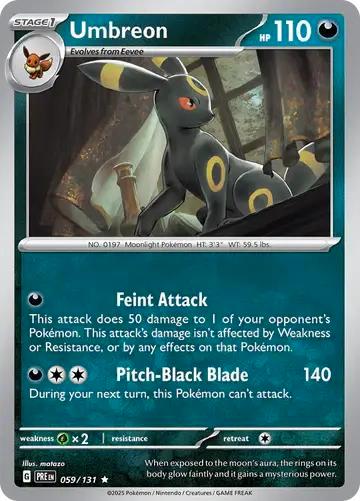 Umbreon 059/131 holo Prismatic Evolutions, Hobby en Vrije tijd, Verzamelkaartspellen | Pokémon, Losse kaart, Nieuw, Foil, Ophalen of Verzenden