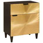 vidaXL Nachtkastje Zwart en Goud 50 x 33 x 60 cm massief, Minder dan 45 cm, Verzenden, Nieuw, 55 tot 70 cm