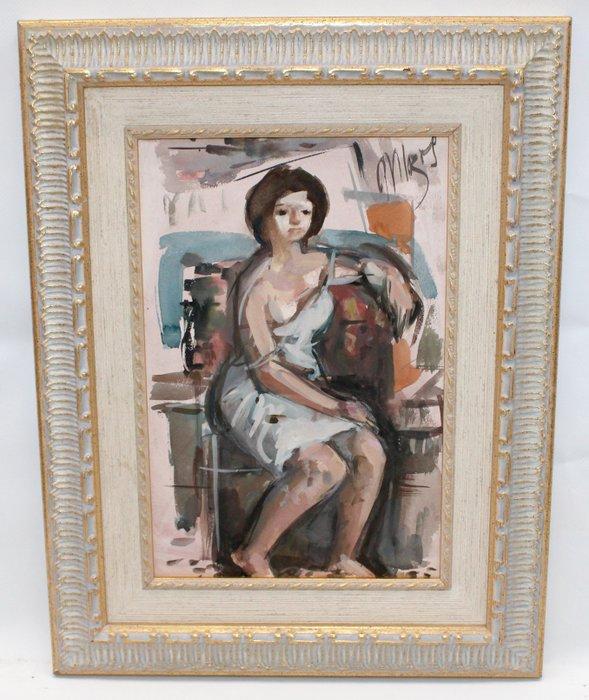 Pedro Mozos Martínez (1915-1983) - Mujer sentada, Antiek en Kunst, Kunst | Schilderijen | Klassiek