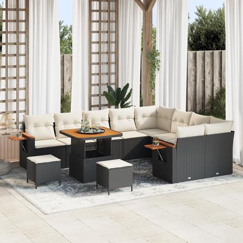 vidaXL 12-delige Tuinbankenset met kussens poly rattan, Tuin en Terras, Tuinsets en Loungesets, Nieuw, Rotan, Verzenden