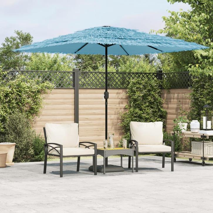 vidaXL Parasol met stalen paal 248x248x248 cm blauw, Tuin en Terras, Parasols, Nieuw, 2 tot 3 meter, Verzenden