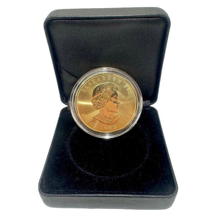 Canada. 2019 1 oz Maple Leaf Full 24k Gold Gilded .9999 Fine, Postzegels en Munten, Edelmetalen en Baren
