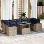 vidaXL 8-delige Loungeset met kussens poly rattan acacia, Tuin en Terras, Verzenden, Nieuw, Rotan, Loungeset