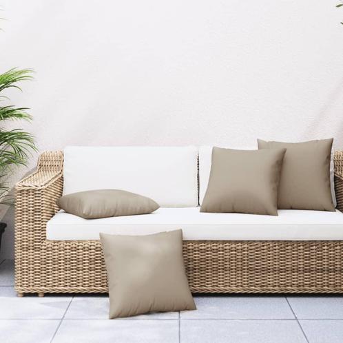 vidaXL Bankkussens 4 st 60x60 cm stof taupe, Huis en Inrichting, Woonaccessoires | Kussens, Nieuw, Verzenden